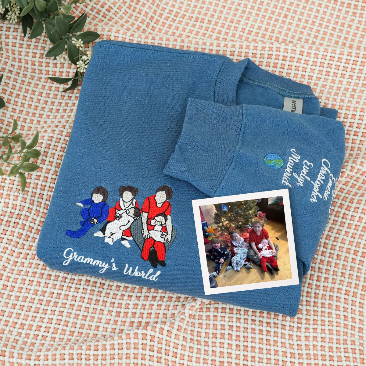 Custom Grammy Portrait Embroidered Sweatshirt & Hoodie – Personalized Gift for Grandma