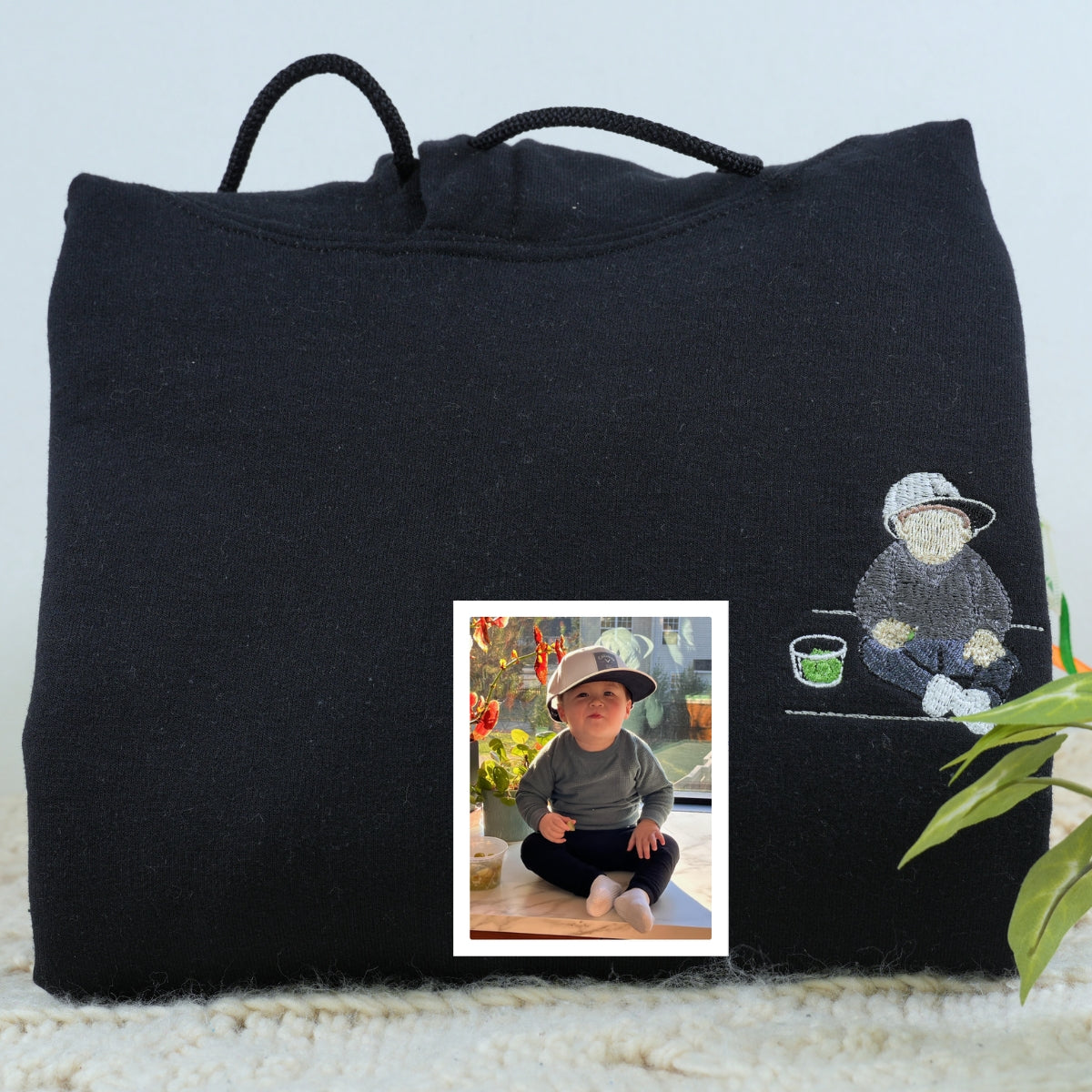 Custom Grandson Portrait Embroidered Sweatshirt & Hoodie – Personalized Gift for Grandson