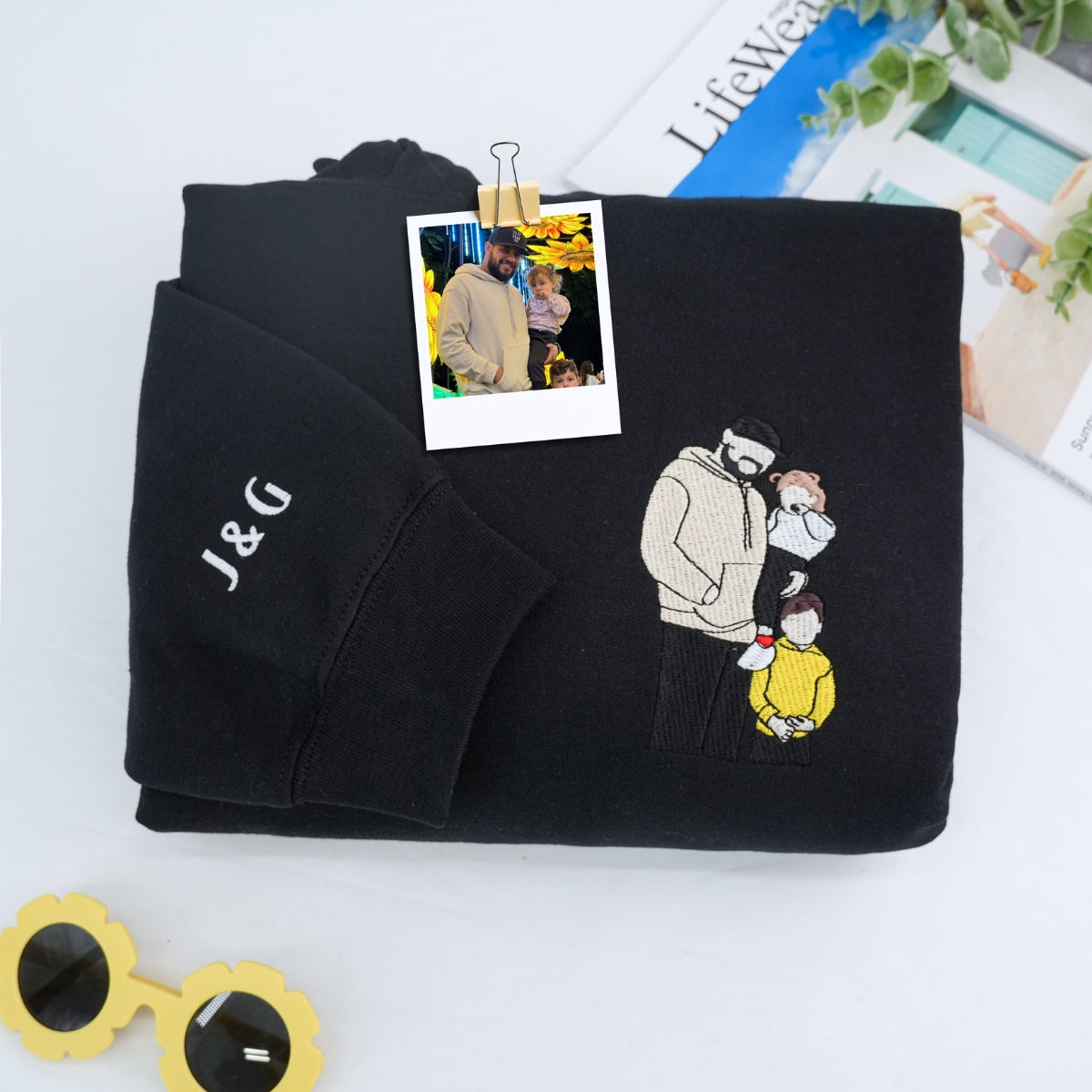 Custom Grandson Portrait Embroidered Sweatshirt & Hoodie – Personalized Gift for Grandson