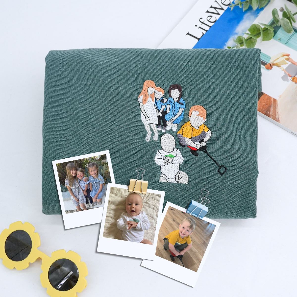 Custom Grandson Portrait Embroidered Sweatshirt & Hoodie – Personalized Gift for Grandson