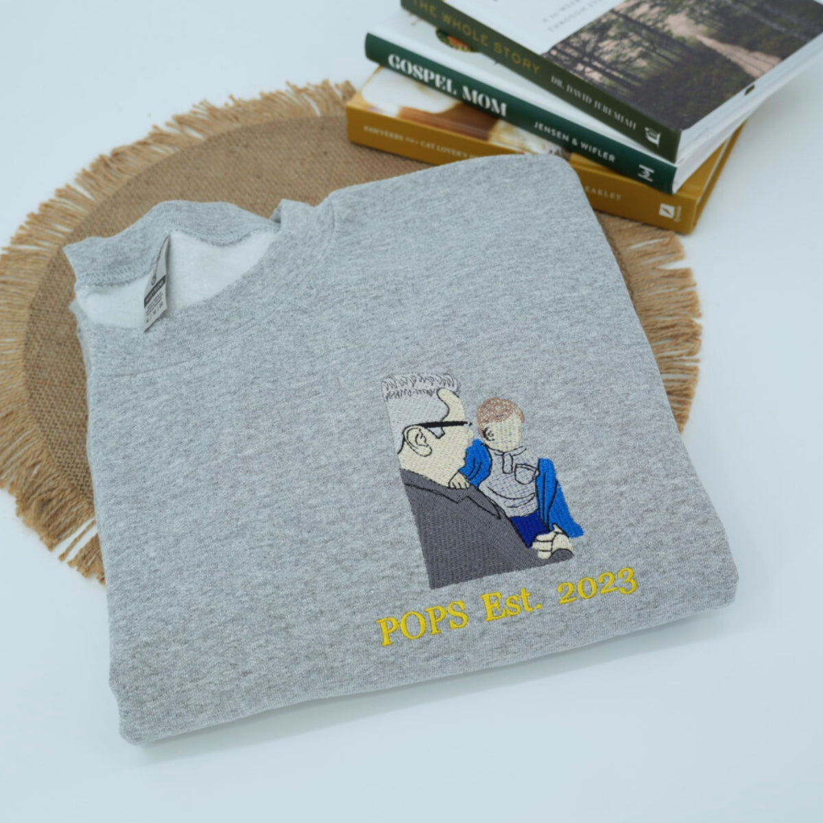 Custom Grandson Portrait Embroidered Sweatshirt & Hoodie – Personalized Gift for Grandson
