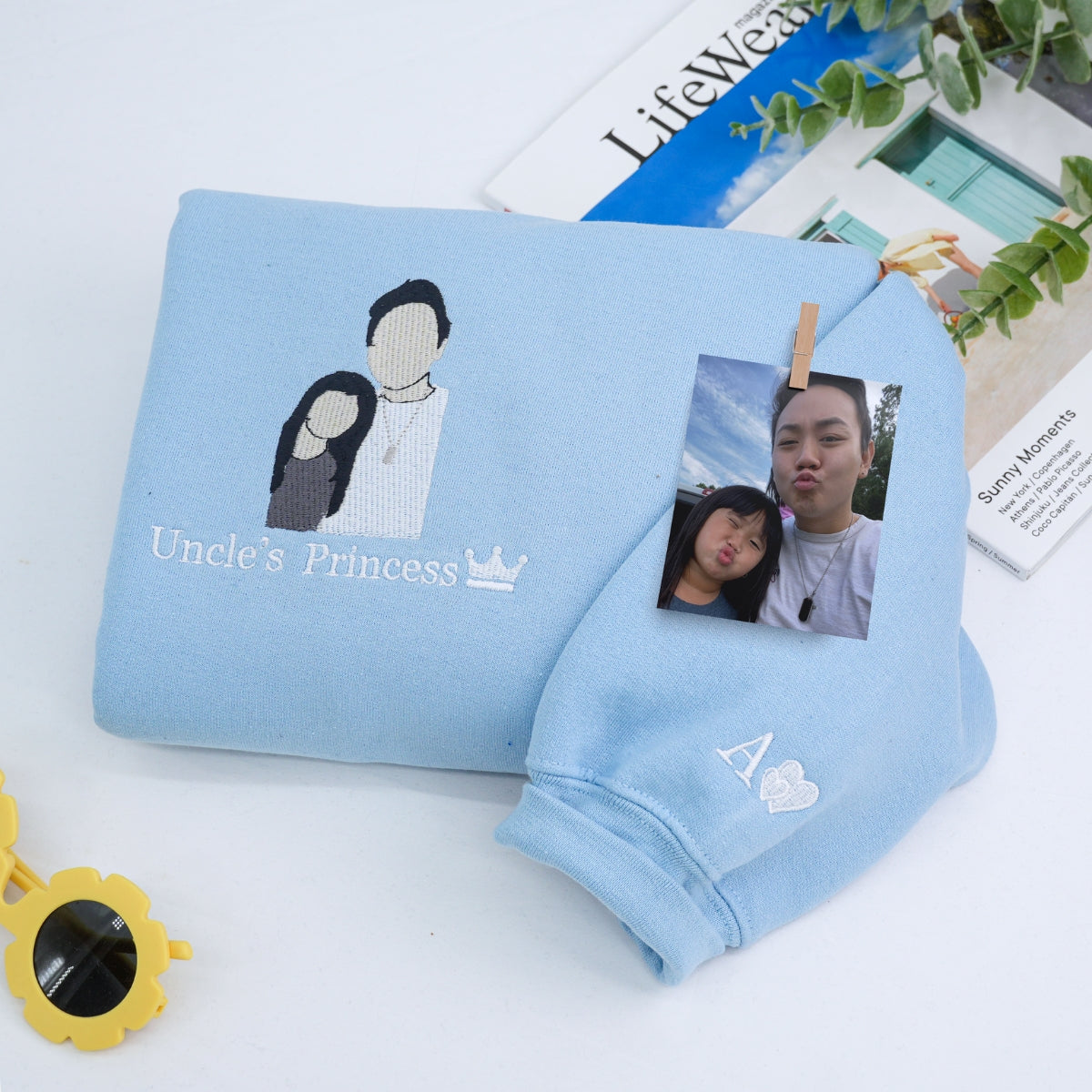 Custom Uncle Portrait Embroidered Sweatshirt & Hoodie – Personalized Gift for Uncle