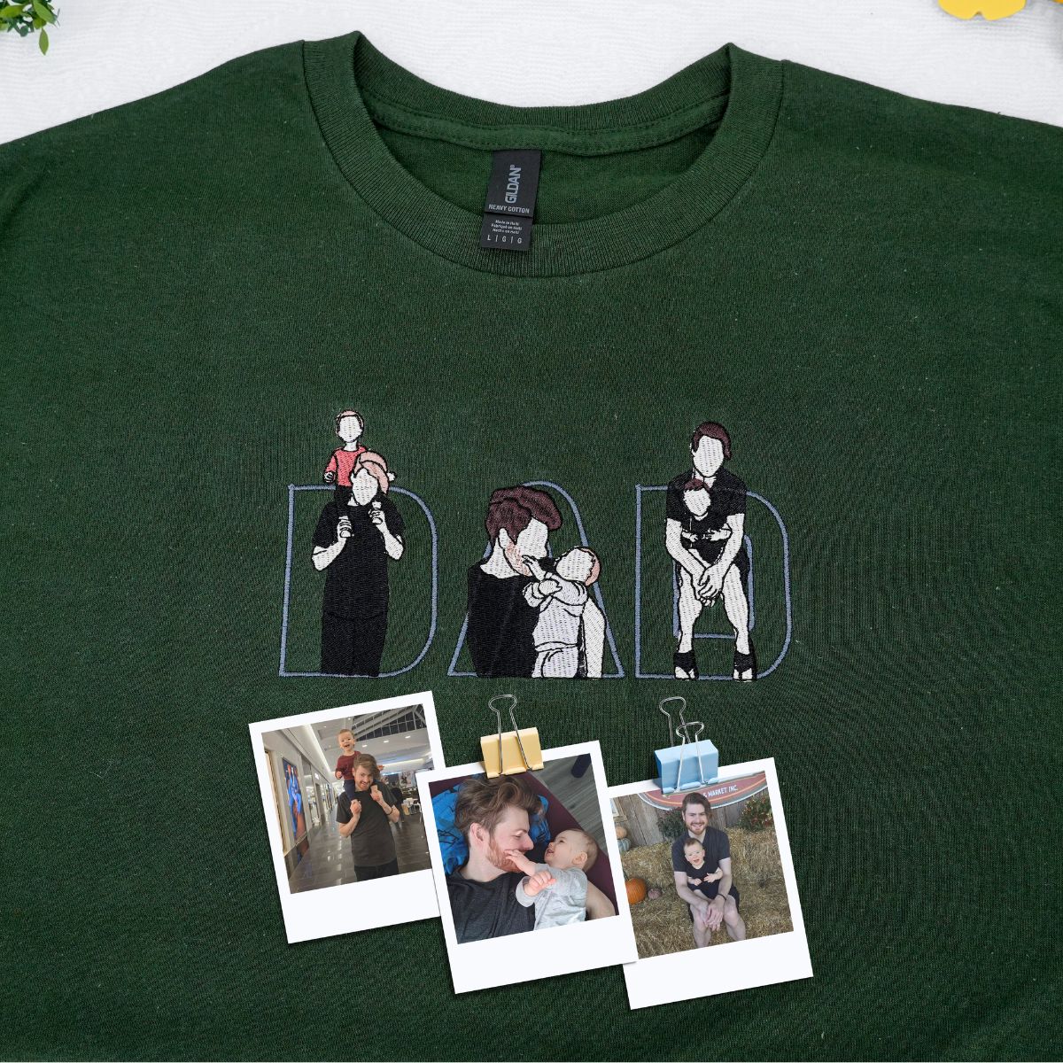 Custom Embroidered Sweatshirt Dad Hoodie Kid Portrait Photo Memorial Gift Personalized Hoodie From Picture