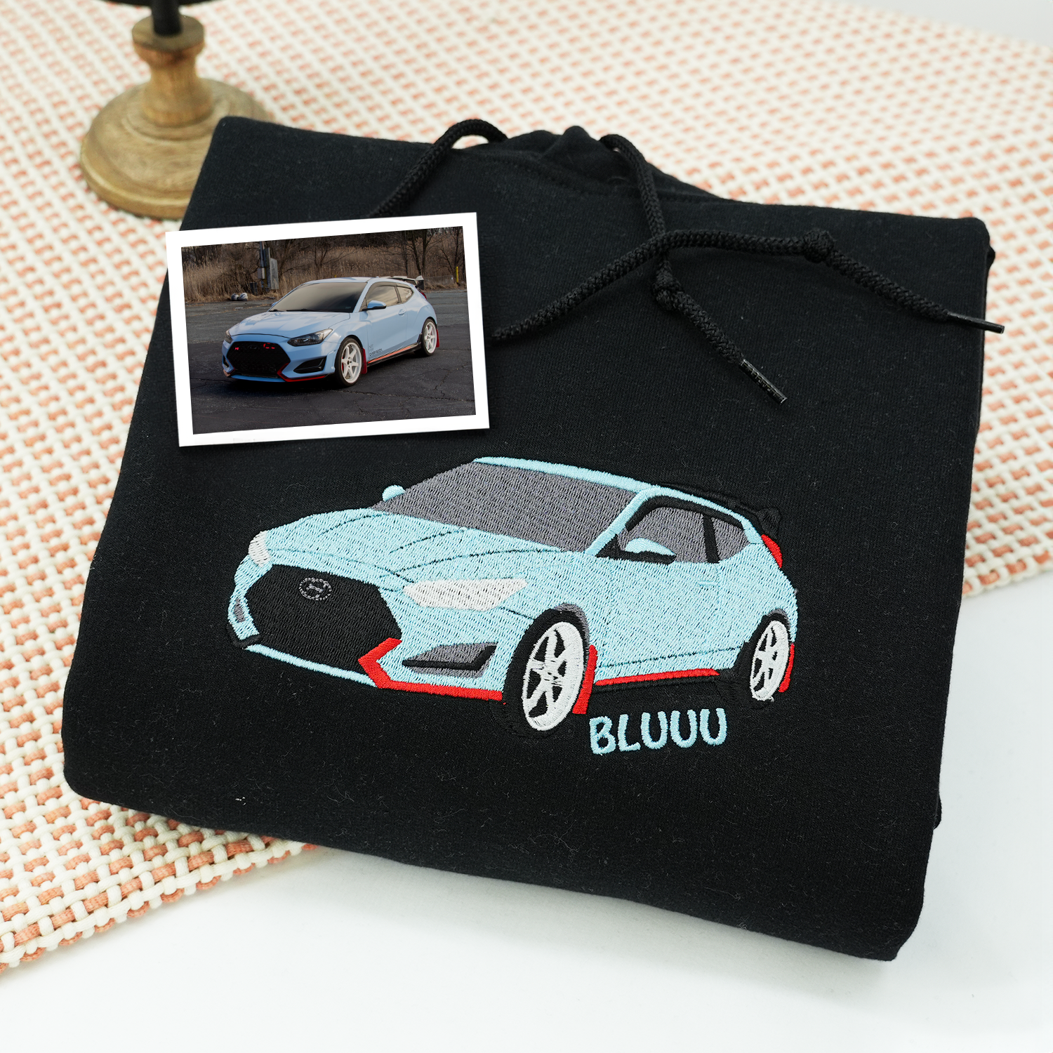 Personalized Car Embroidered Hoodie from Your Photo
