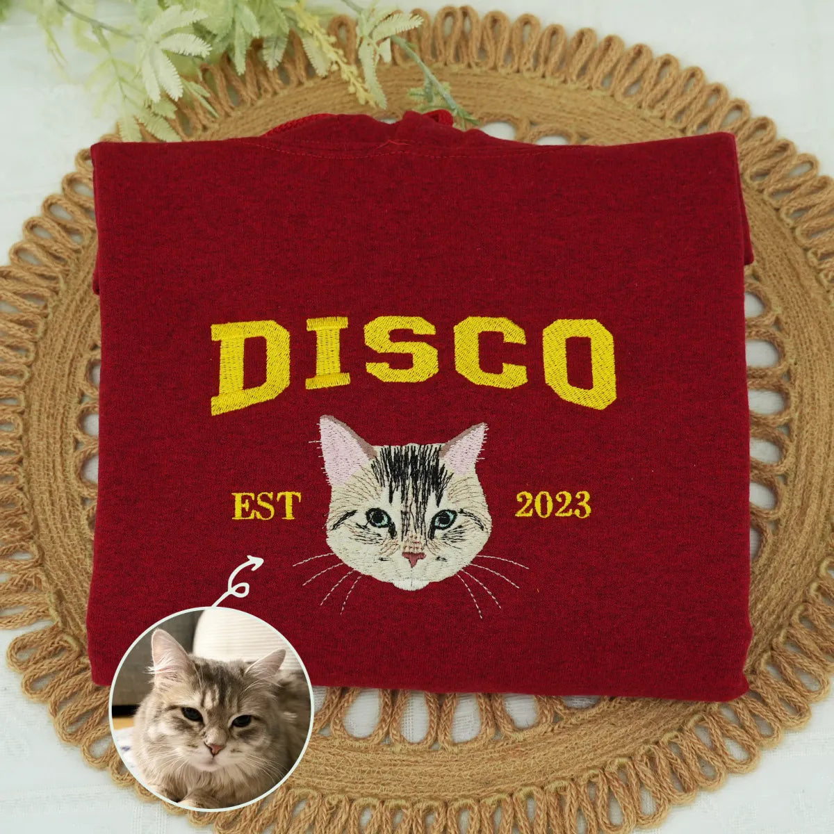 Custom Embroidered Varsity Cat Sweatshirt