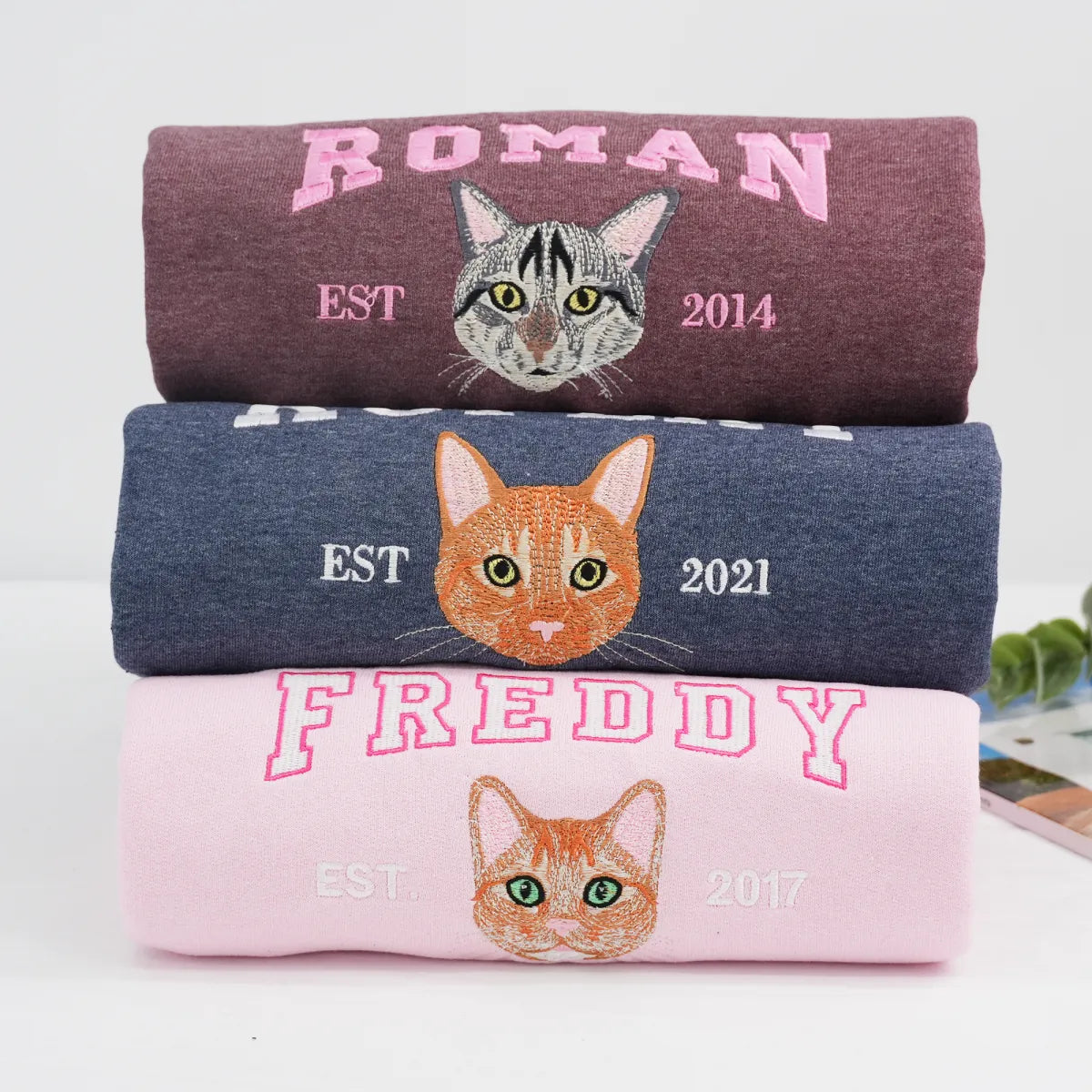 Custom Embroidered Varsity Cat Sweatshirt