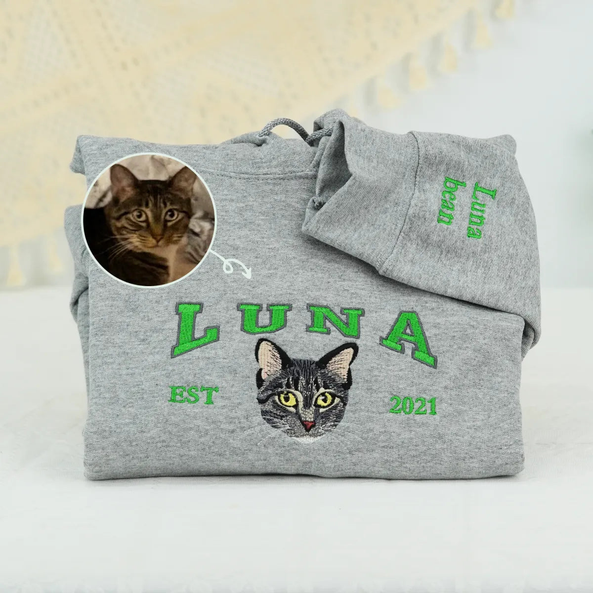 Custom Embroidered Varsity Cat Sweatshirt