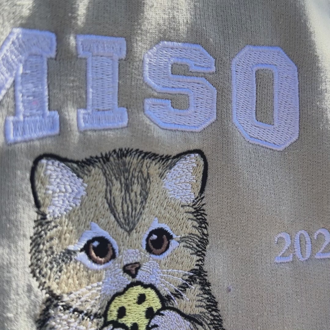 Custom Embroidered Varsity Cat Sweatshirt