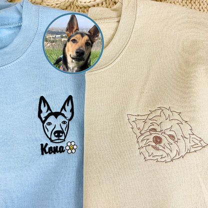 Personalized Dog Portrait Embroidered Sweatshirt from Photo