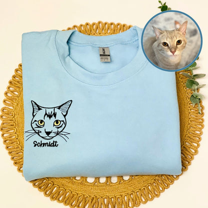 Personalized Cat Outline Embroidered Sweater from Cat Photo