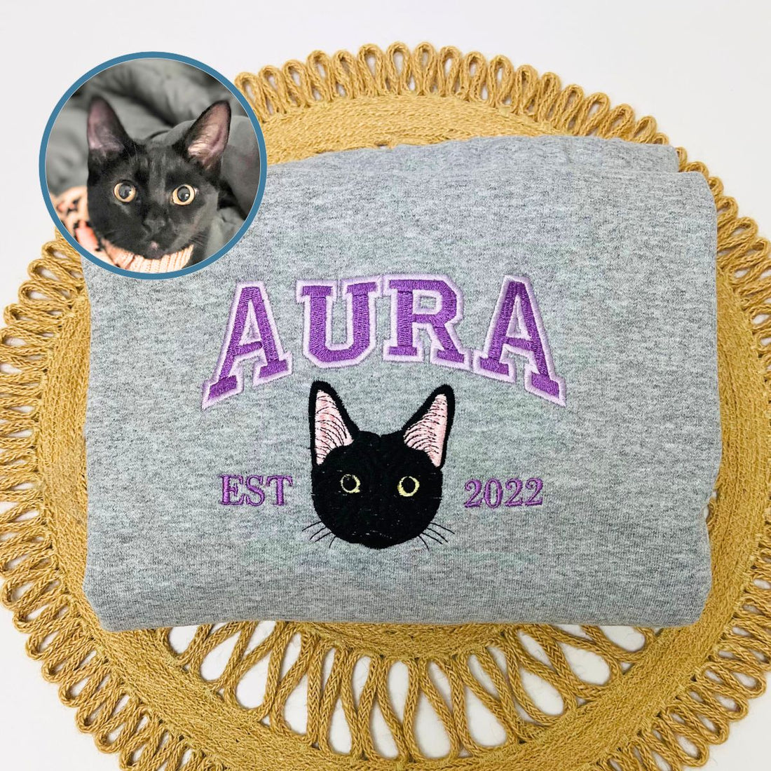 embroidered cat hoodie