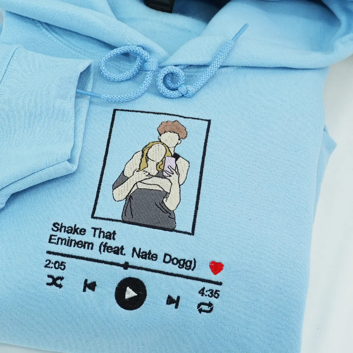 Custom Embroidered Favorite Song Sweatshirt & Hoodie with Photo Portrait – Romantic Gift for Couples