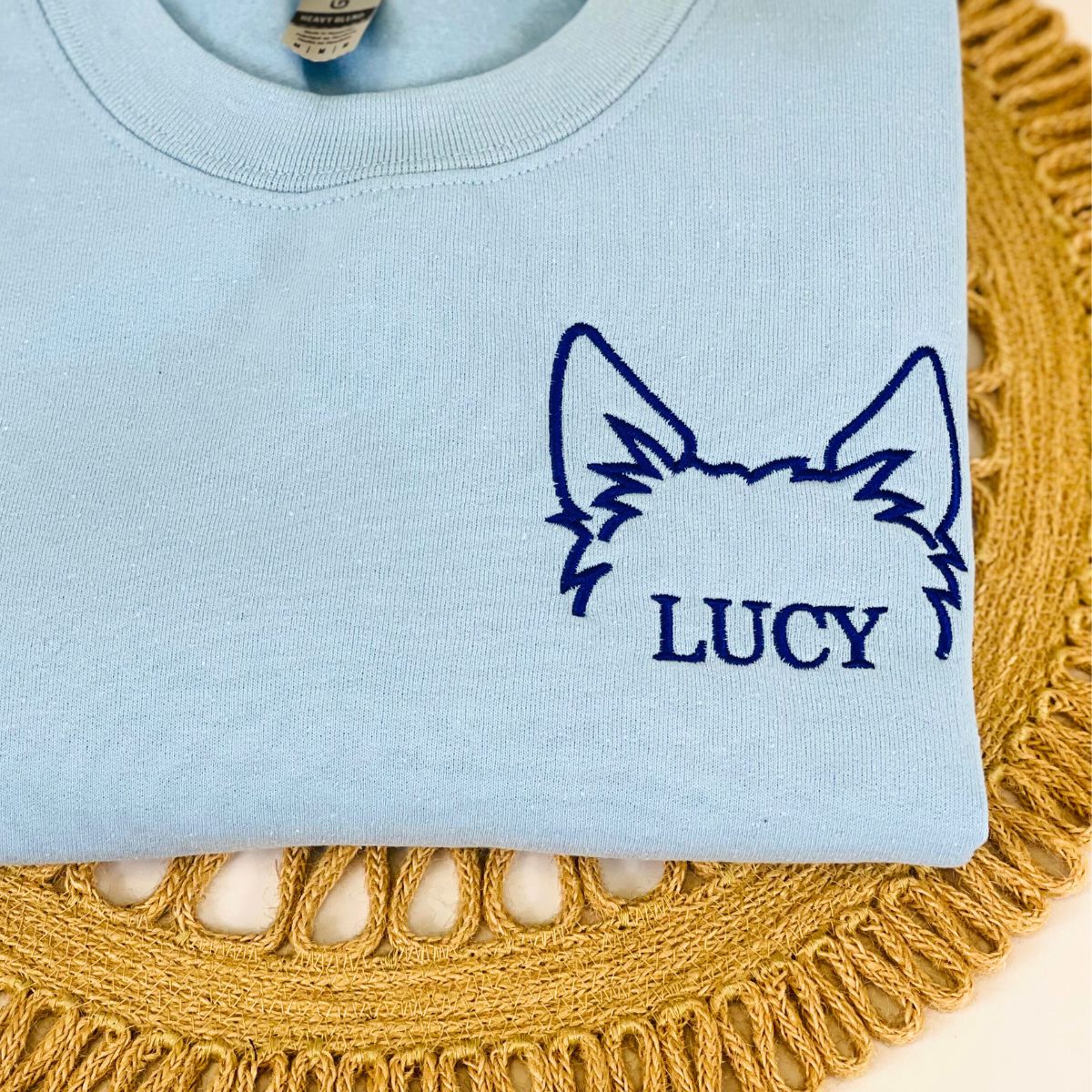 Custom Dog Ear Embroidered Sweatshirt With Dog Name