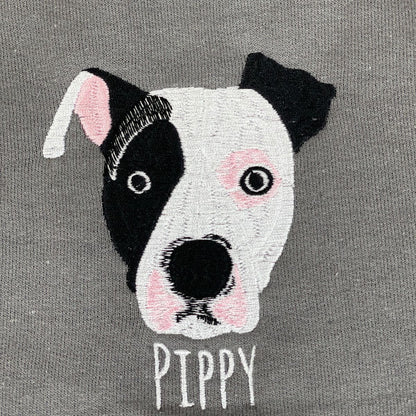 Custom Dog Face Colored Embroidered Sweatshirt