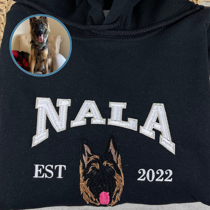 Personalized Varsity Dog Embroidered Hoodie with Dog Name