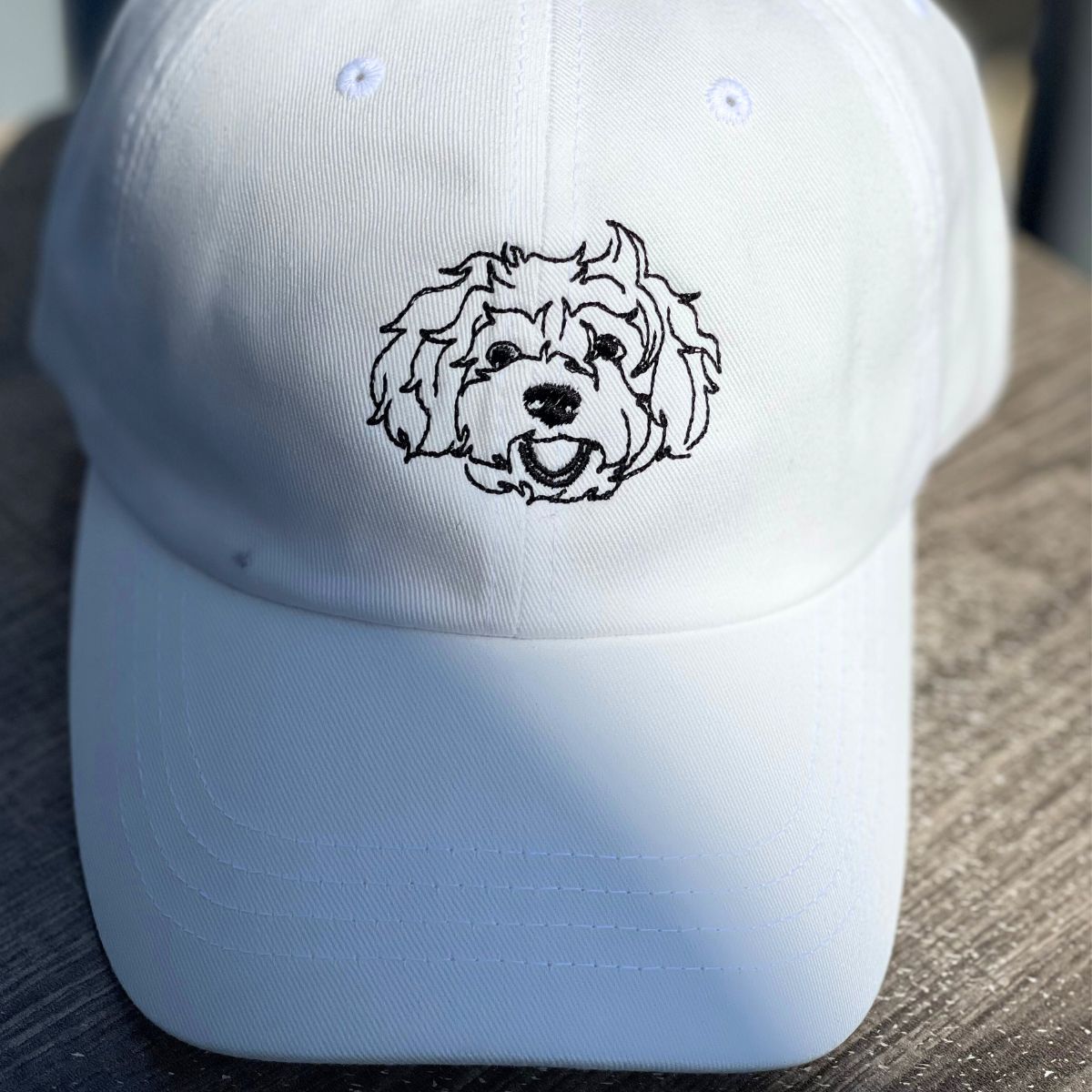 Personalized Dog Face Line Art Embroidered Hat Using Dog Photo