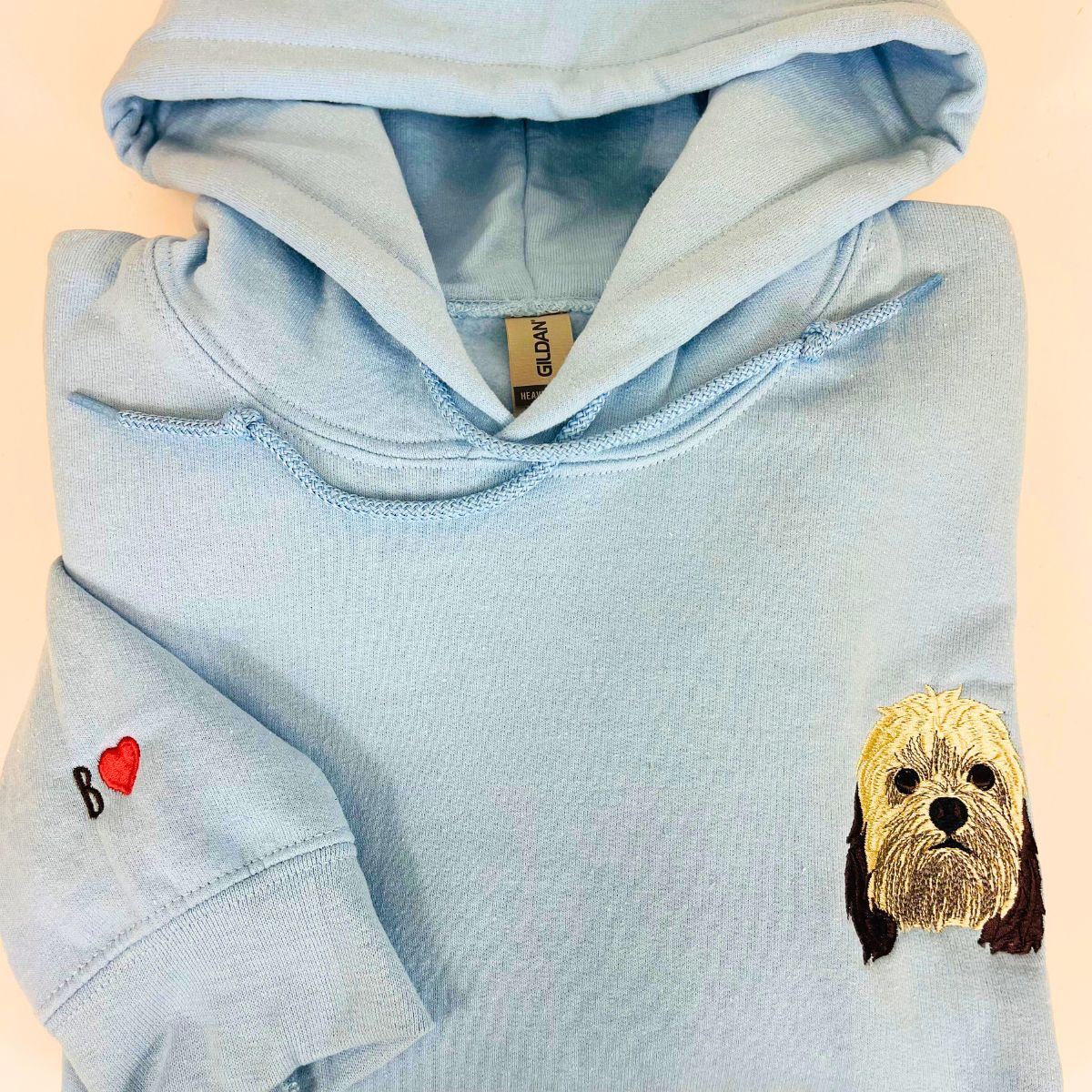 Custom Dog Portrait Embroidered Hoodie Using Dog Photo