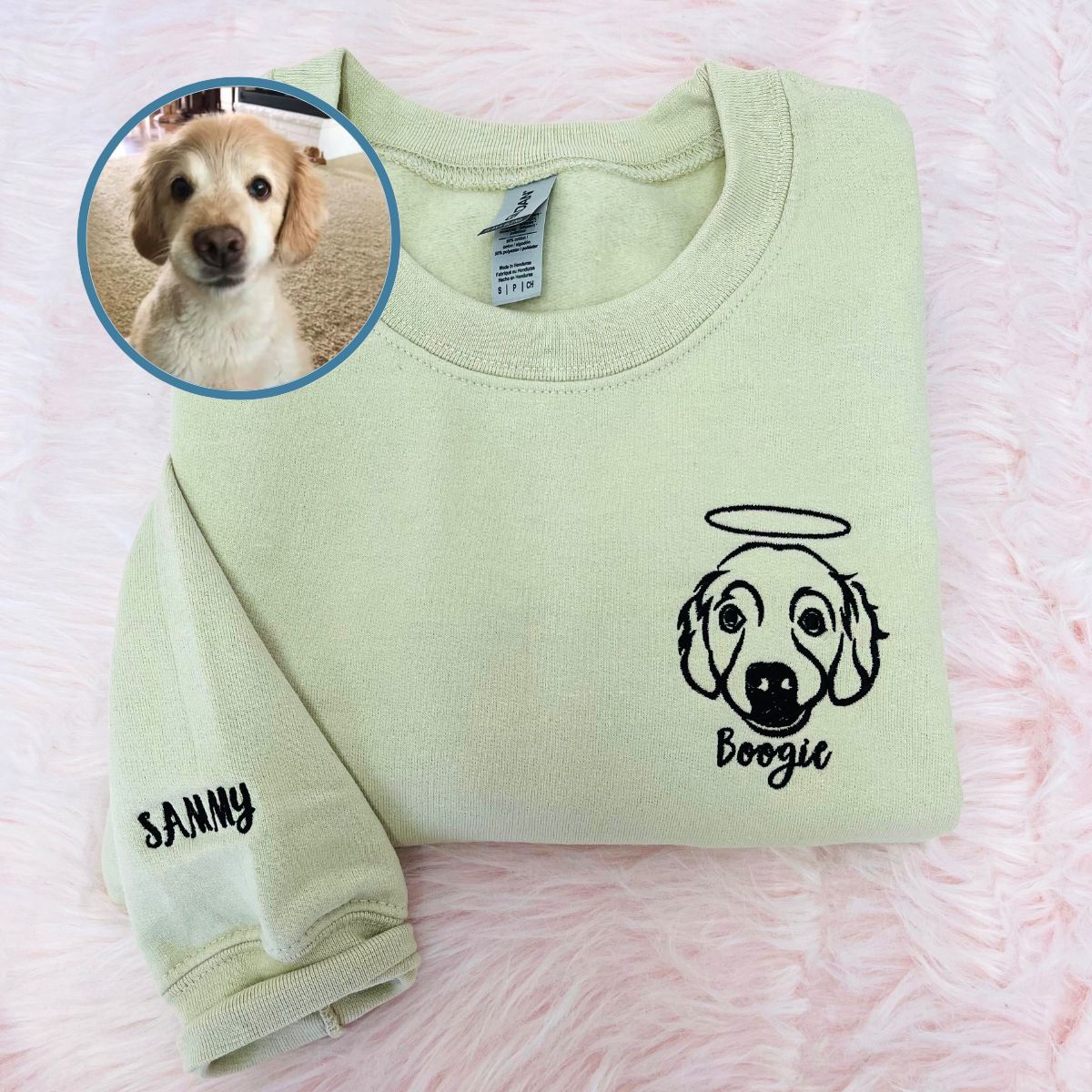 Personalized Memorial Dog Outline Embroidered Sweatshirt