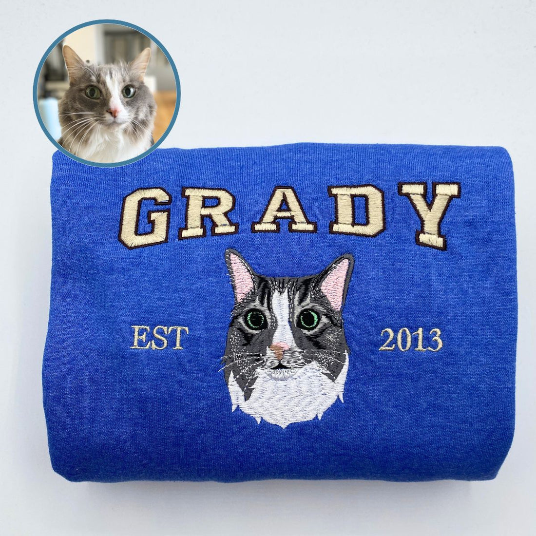 custom embroidered cat sweatshirt
