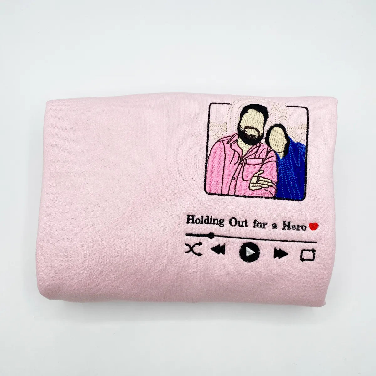 Custom Embroidered Favorite Song Sweatshirt & Hoodie with Photo Portrait – Romantic Gift for Couples