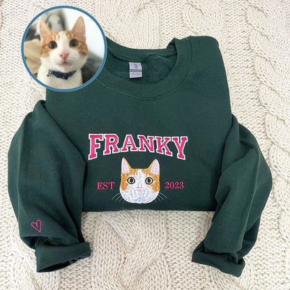 Custom Embroidered Varsity Cat Sweatshirt