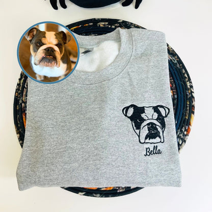 Personalized Dog Portrait Embroidered Sweatshirt from Photo