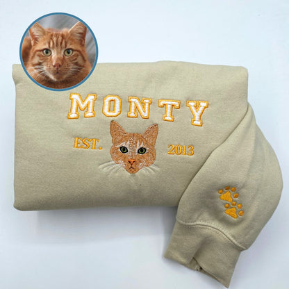 Custom Embroidered Varsity Cat Sweatshirt