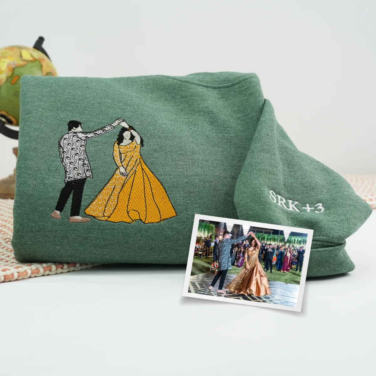 Custom Embroidered Wedding Hoodie & Sweatshirt with Personalized Couple Portrait – Matching Sweatshirts from Photo