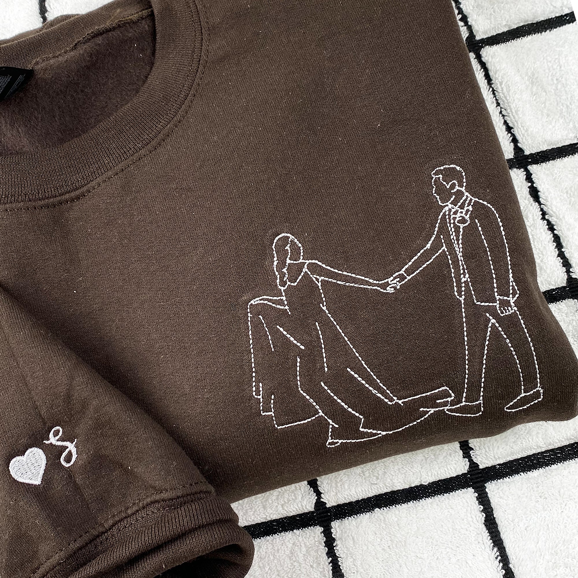 Custom Embroidered Wedding Portrait Sweatshirts & Hoodies – Personalized Photo Couple & Engagement Gift