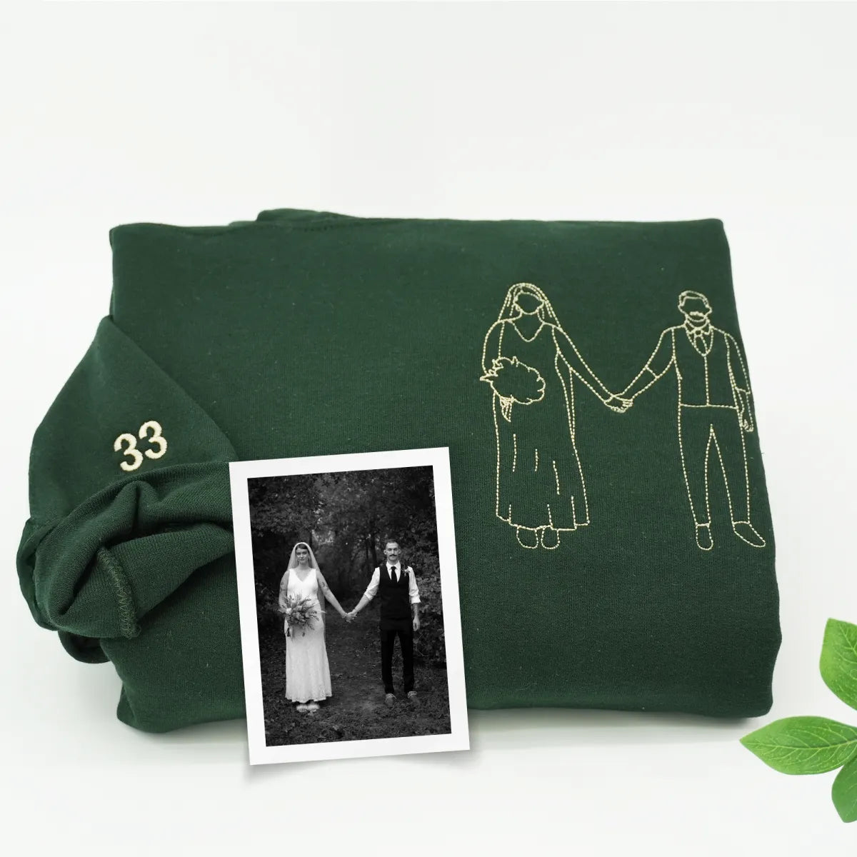 Custom Embroidered Wedding Portrait Sweatshirts & Hoodies – Personalized Photo Couple & Engagement Gift