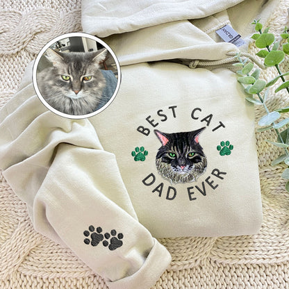 Custom Embroidered Best Cat Dad Ever Hoodie