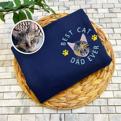 Custom Embroidered Best Cat Dad Ever Hoodie