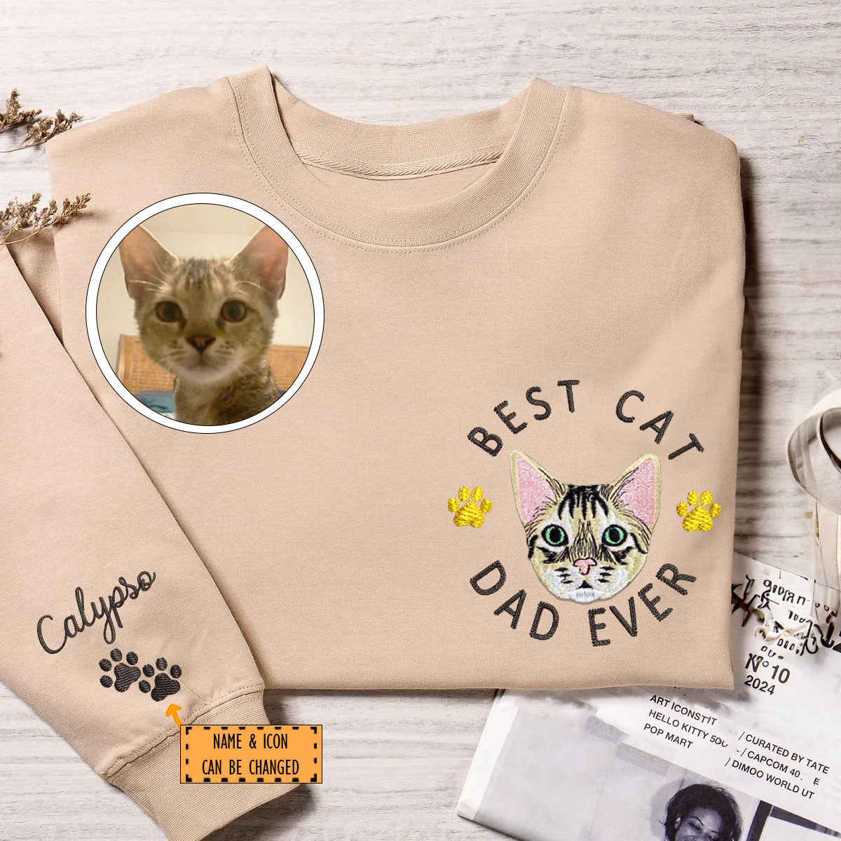 Custom Embroidered Best Cat Dad Ever Sweatshirt