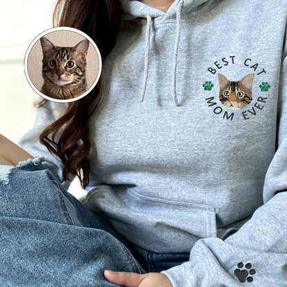 Custom Embroidered Best Cat Mom Ever Hoodie