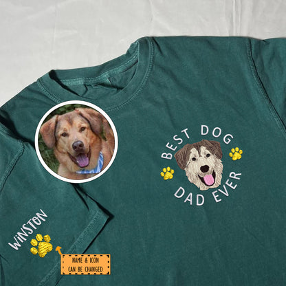 Custom Embroidered Best Dog Dad Ever T-Shirt