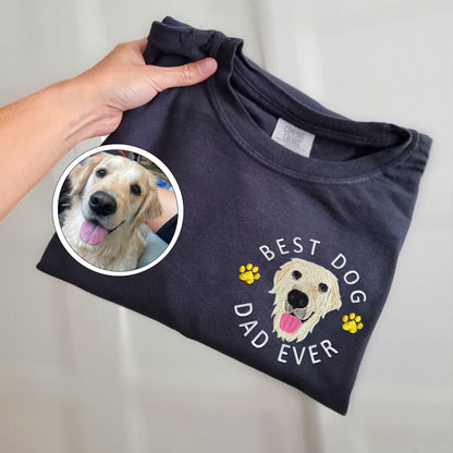 Custom Embroidered Best Dog Dad Ever T-Shirt