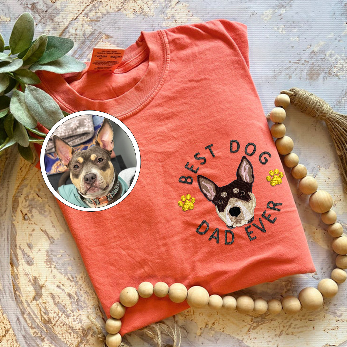 Custom Embroidered Best Dog Dad Ever T-Shirt