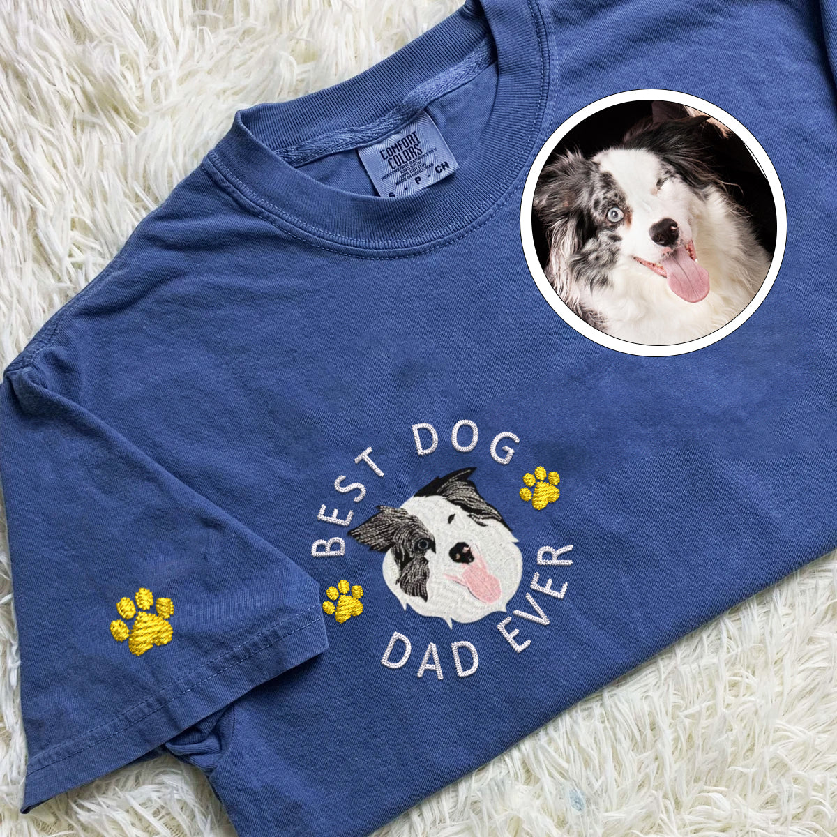 Custom Embroidered Best Dog Dad Ever T-Shirt