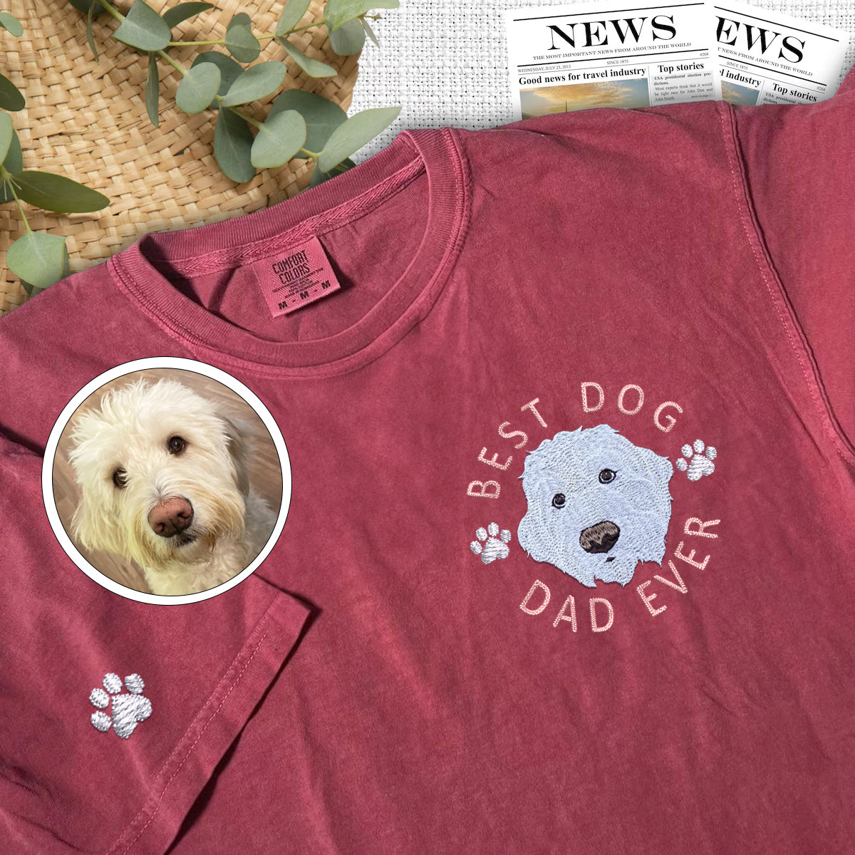 Custom Embroidered Best Dog Dad Ever T-Shirt