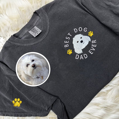 Custom Embroidered Best Dog Dad Ever T-Shirt