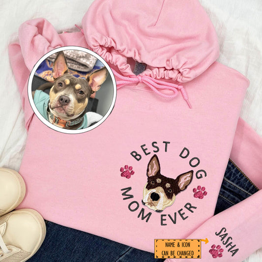 Custom Embroidered Best Dog Mom Ever Hoodie