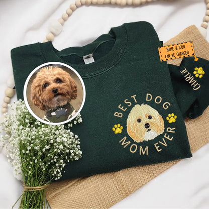 Custom Embroidered Best Dog Mom Ever Sweatshirt