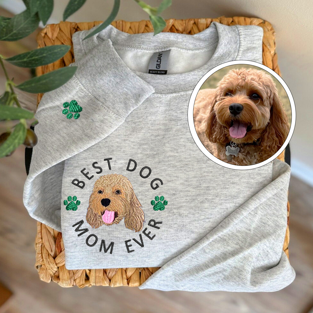 Custom Embroidered Best Dog Mom Ever Sweatshirt