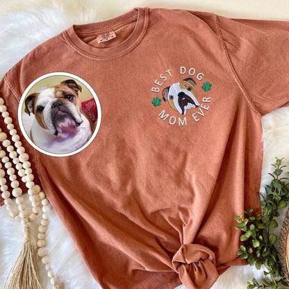 Custom Embroidered Best Dog Mom Ever T-Shirt