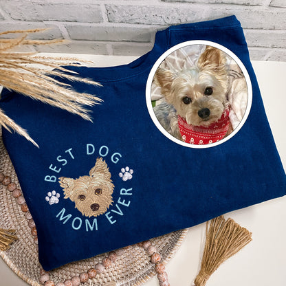 Custom Embroidered Best Dog Mom Ever T-Shirt