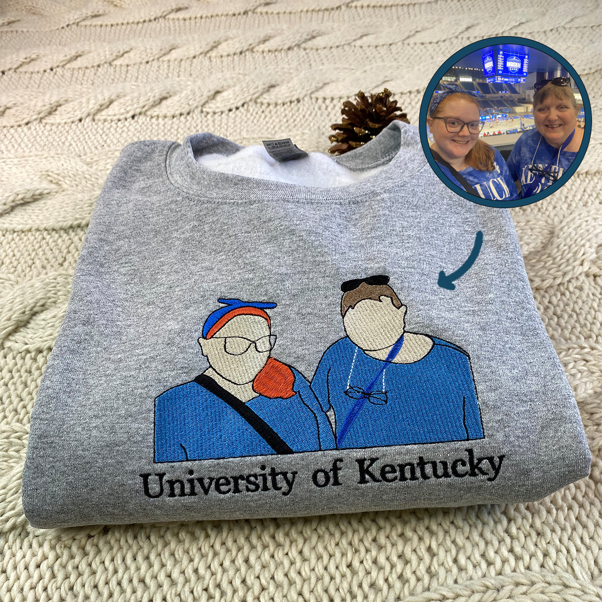 Custom Embroidered Best Friends Sweatshirt Hoodie with Photo & Name on Sleeve