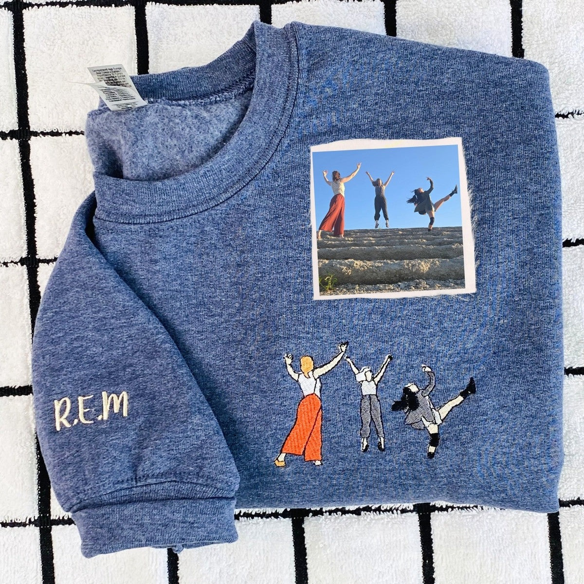 Custom Embroidered Best Friends Sweatshirt Hoodie with Photo & Name on Sleeve