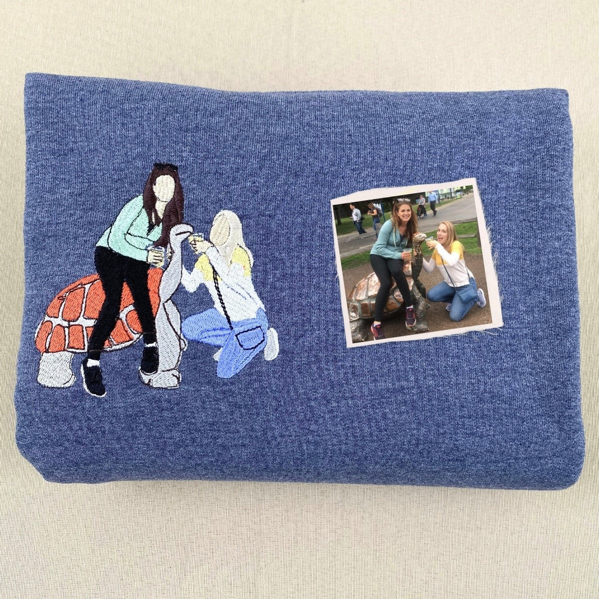 Custom Embroidered Best Friends Sweatshirt Hoodie with Photo & Name on Sleeve