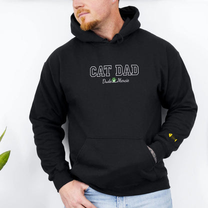 Custom Embroidered Cat Dad with Names Hoodie