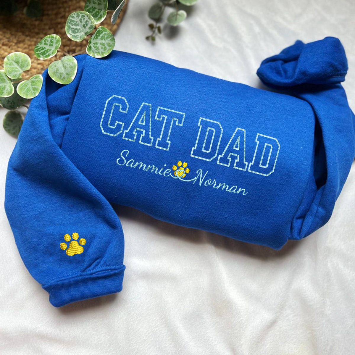 Custom Embroidered Cat Dad with Names Sweatshirt